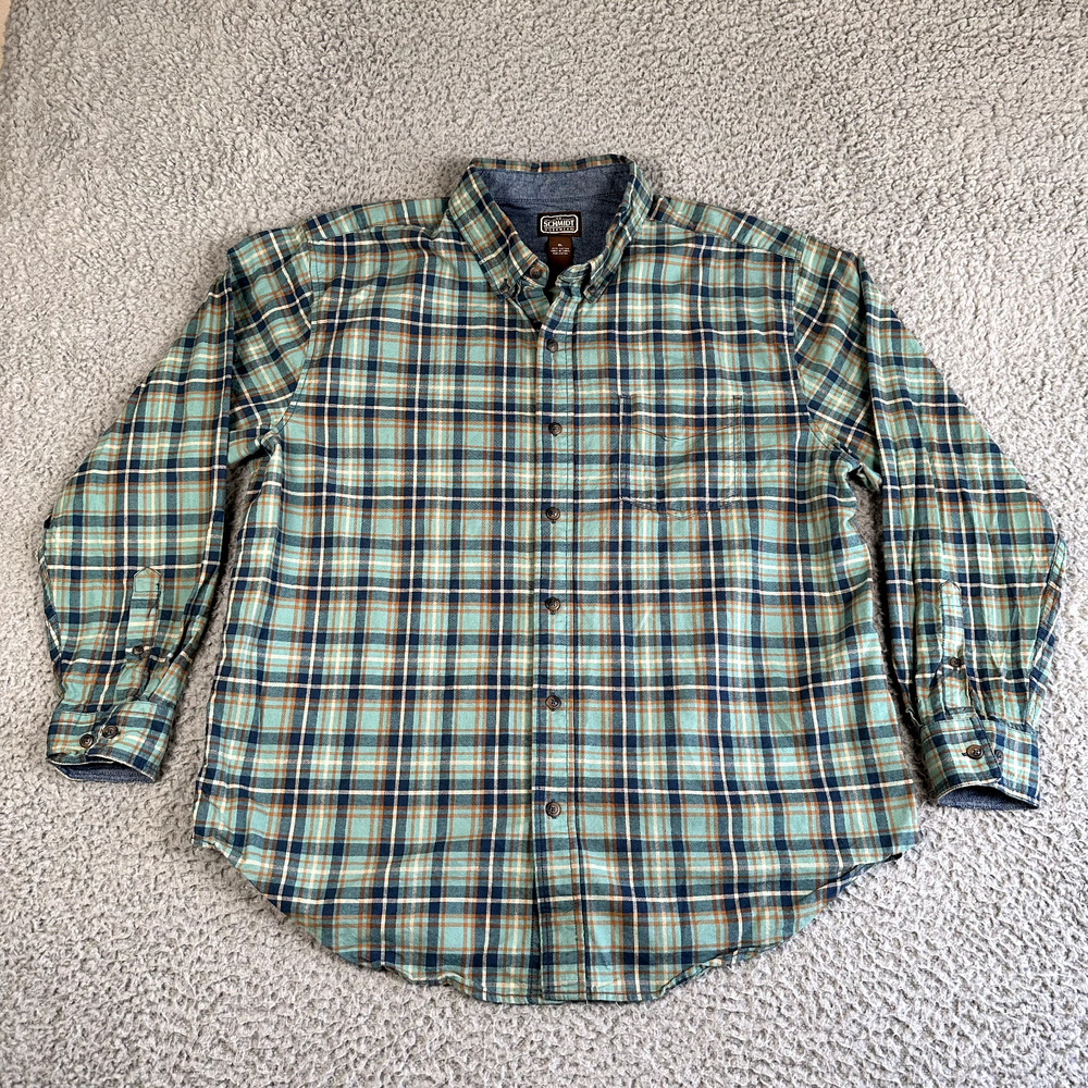C.E. Schmidt Workwear Shirt Men's XL Plaid Button Down 100% Cotton‎ Knit